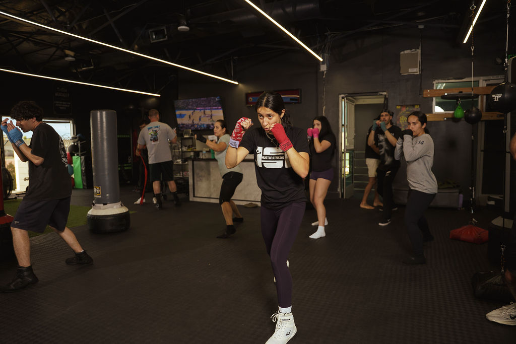 Group boxing class at Hustle Striking